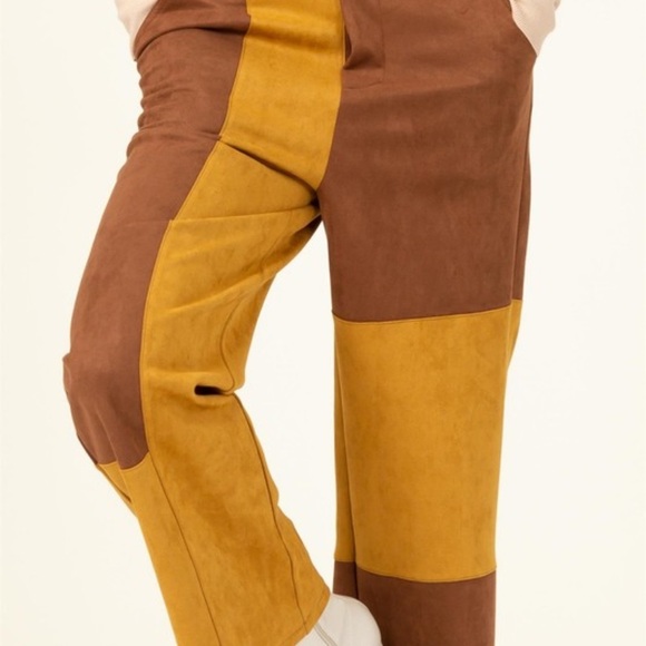 New nwt Hyfve faux suede color block pants S M L great quality final sale - Picture 5 of 7